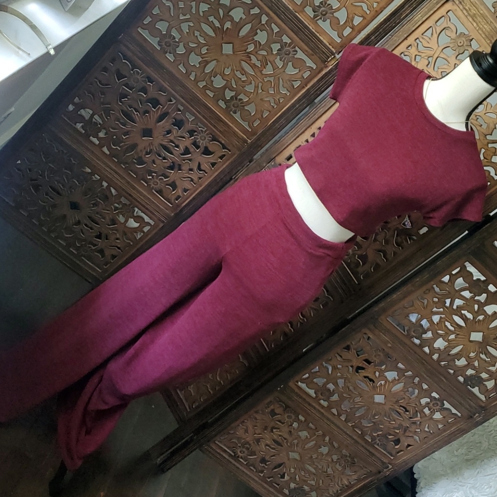 Two Piece Crop Top Jumper with Wide leg pants